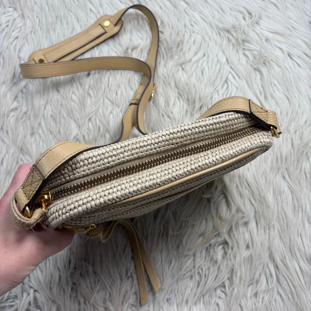 Aimee Kestenberg Woven Straw Crossbody Bag Coastal Resort Vacation Beach Boho